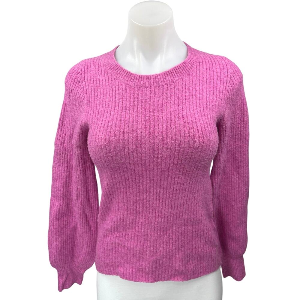 J.Crew Pink Extra Soft Ribbed Knit Long Sleeve Pullover Sweater Top Size XXS